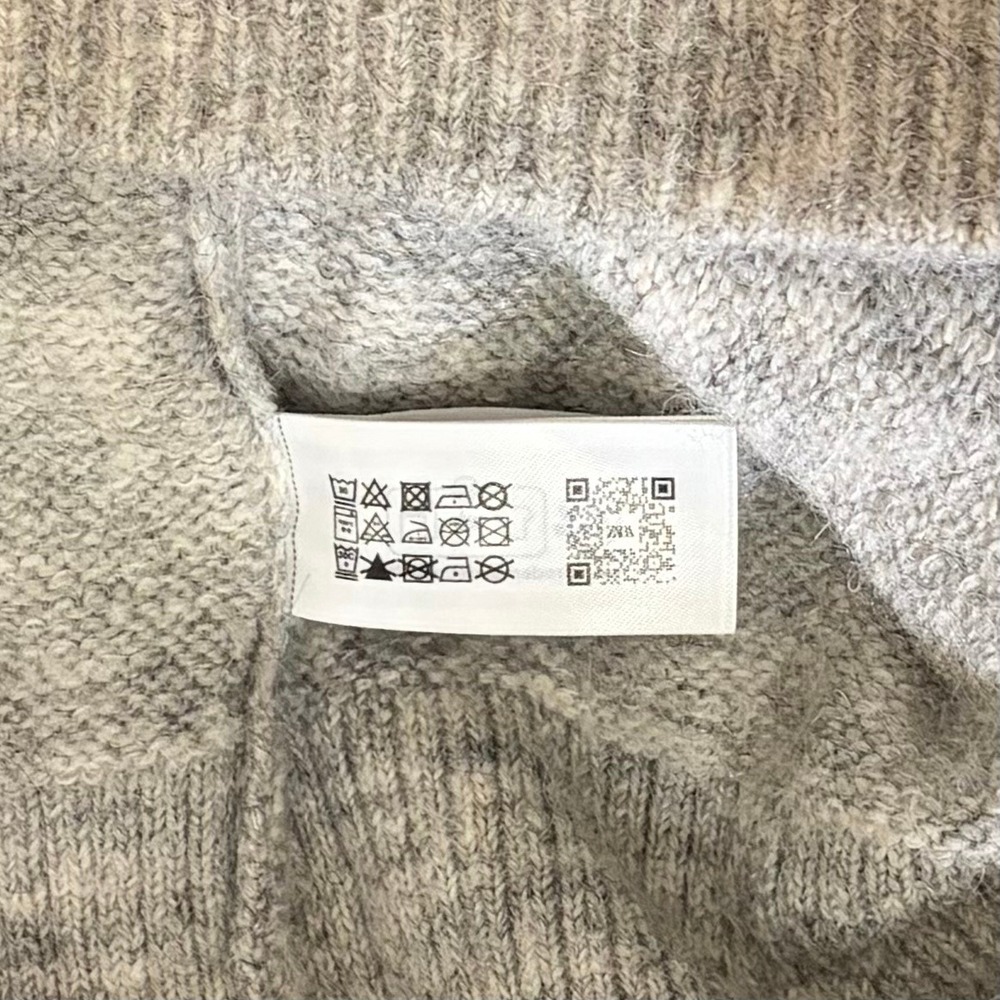 ZARA Jewel Embellished Gray Cropped Cardigan Sweater Knitwear Jewelled Large - Picture 14 of 16
